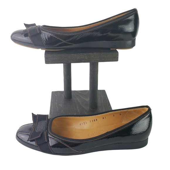 Salvatore Ferragamo Black Patent Leather Flats 6B - Picture 2 of 9